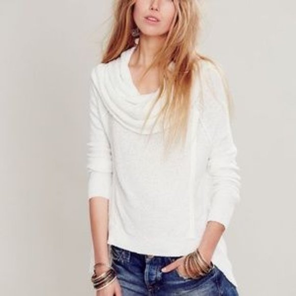 Free People Sweaters - Free People Ivory Slouchy Cowl Pullover Sweater